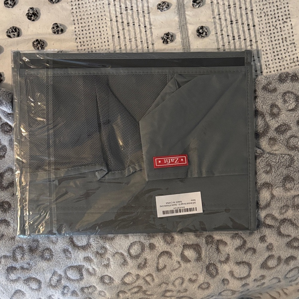 Charcoal bedside Organizer with Red Accent
